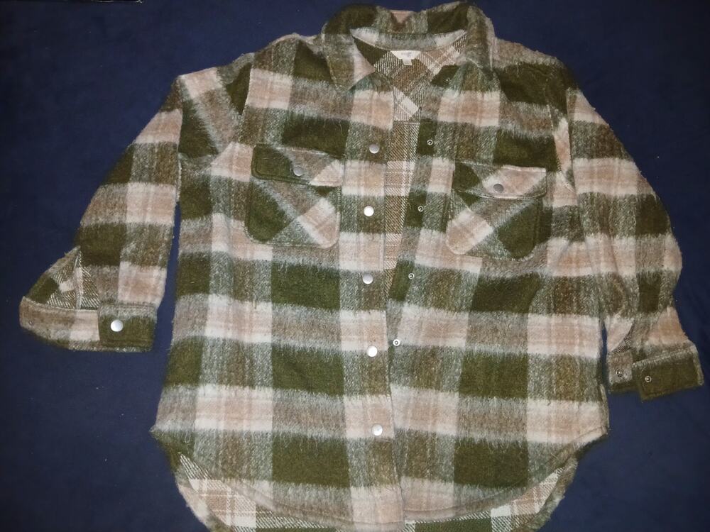 Vintage Terra Sky Woolen Mills Plaid Wool Jacket Size(14) Green Brown